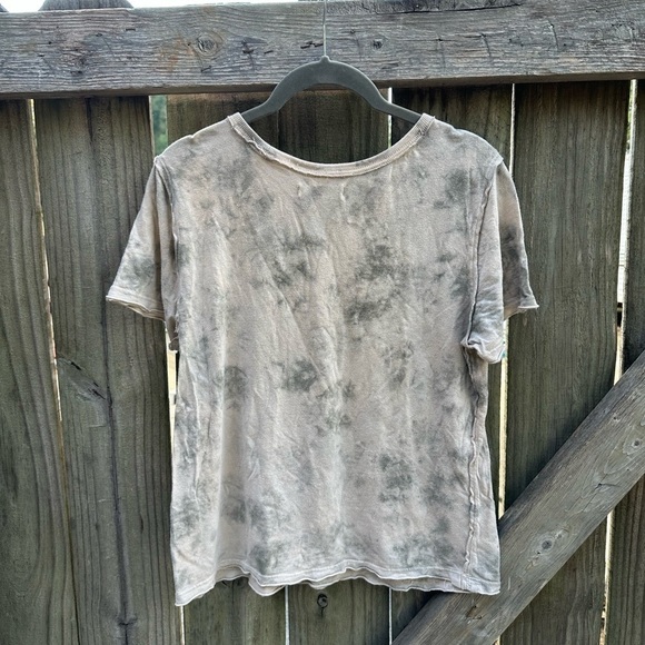 Free People We The Free Riptide Tie Dye Neutral Brown Exposed Seam Tee - Picture 9 of 9
